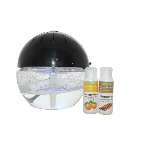 Ecogecko 30ml Earth Globe Glowing Water Air Washer & Revitalizer, Black, 2PK EC379288
